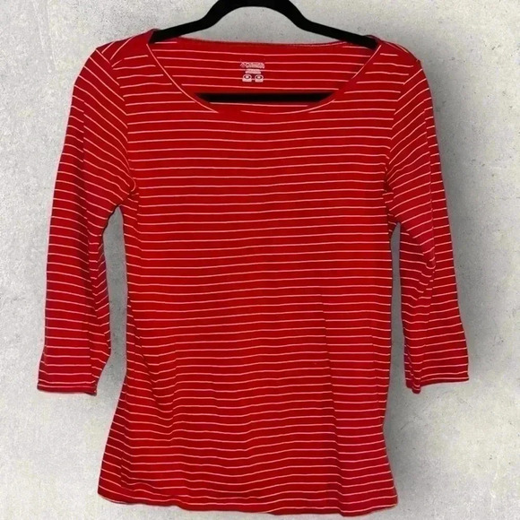 Columbia Red and White Striped Long Sleeve Tee - Picture 1 of 4